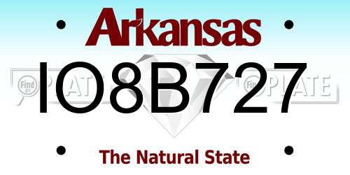 IO8B727 Arkansas License Plate