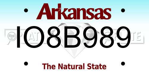 IO8B989 Arkansas License Plate
