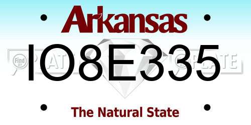 IO8E335 Arkansas License Plate
