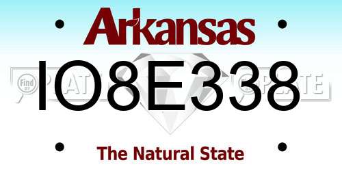 IO8E338 Arkansas License Plate