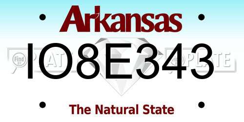 IO8E343 Arkansas License Plate
