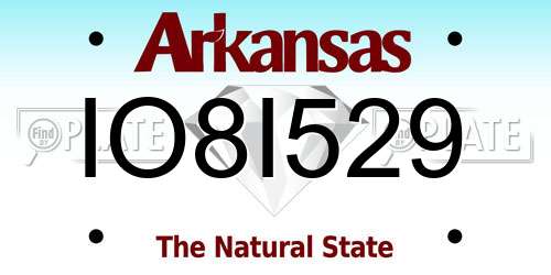 IO8I529 Arkansas License Plate