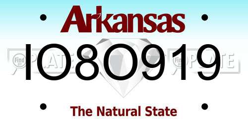 IO8O919 Arkansas License Plate