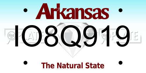 IO8Q919 Arkansas License Plate