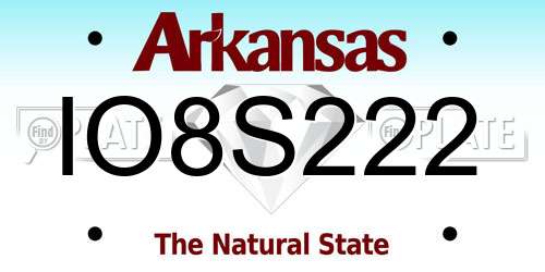 IO8S222 Arkansas License Plate