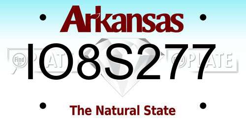 IO8S277 Arkansas License Plate