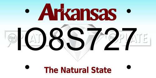 IO8S727 Arkansas License Plate