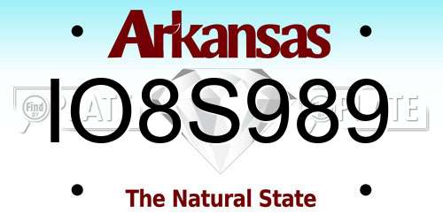 IO8S989 Arkansas License Plate