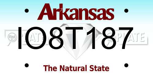 IO8T187 Arkansas License Plate