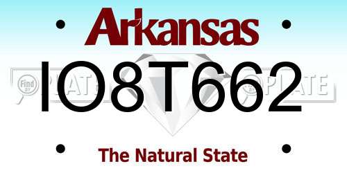 IO8T662 Arkansas License Plate