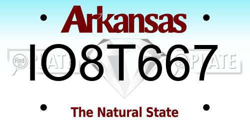 IO8T667 Arkansas License Plate
