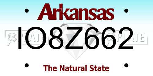 IO8Z662 Arkansas License Plate