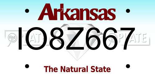IO8Z667 Arkansas License Plate
