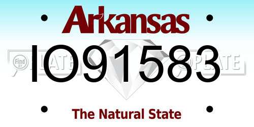 IO91583 Arkansas License Plate