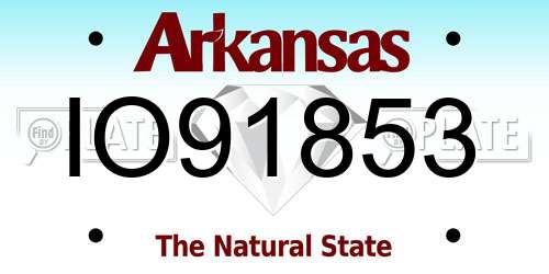 IO91853 Arkansas License Plate
