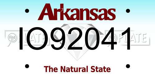IO92041 Arkansas License Plate