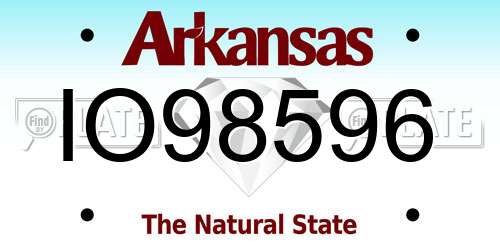 IO98596 Arkansas License Plate