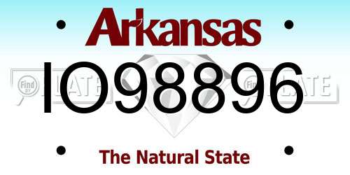 IO98896 Arkansas License Plate