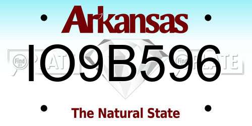 IO9B596 Arkansas License Plate