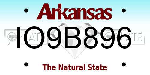 IO9B896 Arkansas License Plate