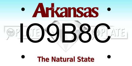 IO9B8C Arkansas License Plate