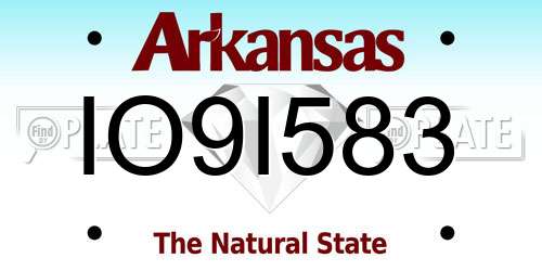 IO9I583 Arkansas License Plate