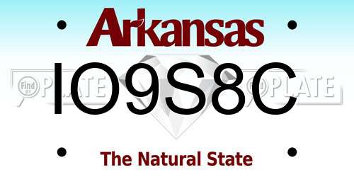 IO9S8C Arkansas License Plate