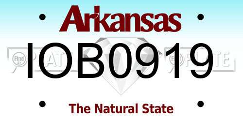 IOB0919 Arkansas License Plate