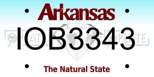 IOB3343 Arkansas License Plate