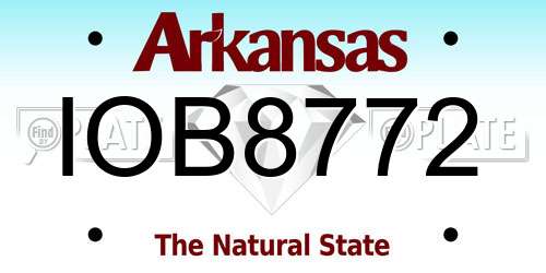 IOB8772 Arkansas License Plate