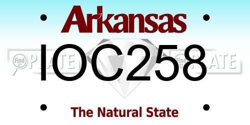 IOC258 Arkansas License Plate
