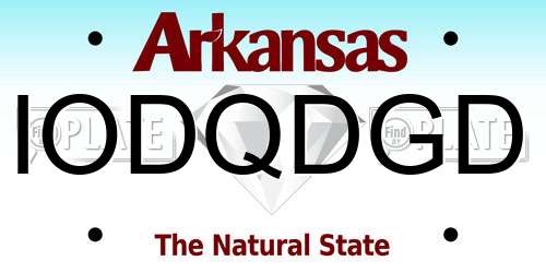 IODQDGD Arkansas License Plate
