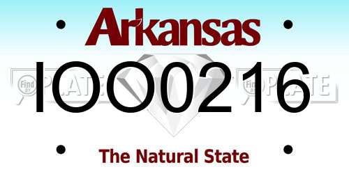 IOO0216 Arkansas License Plate