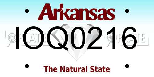 IOQ0216 Arkansas License Plate