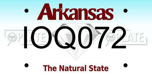 IOQ072 Arkansas License Plate