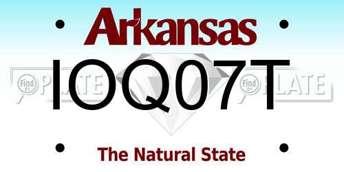 IOQ07T Arkansas License Plate