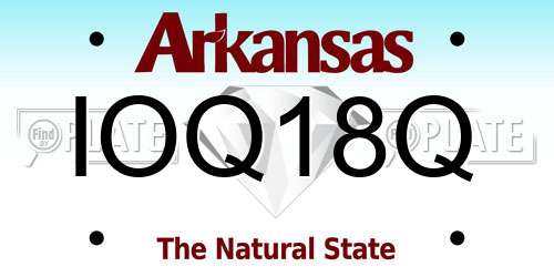 IOQ18Q Arkansas License Plate