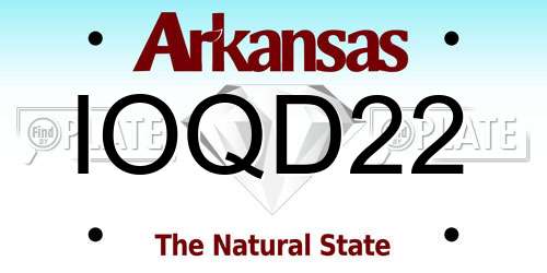 IOQD22 Arkansas License Plate