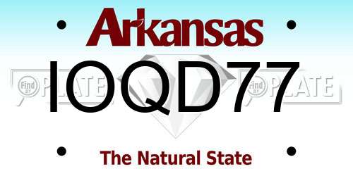 IOQD77 Arkansas License Plate