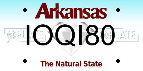IOQI80 Arkansas License Plate