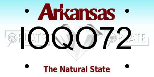 IOQO72 Arkansas License Plate