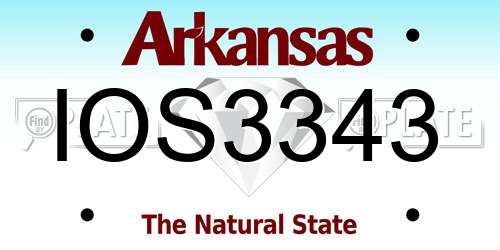 IOS3343 Arkansas License Plate
