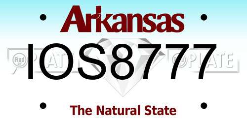 IOS8777 Arkansas License Plate