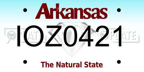 IOZ0421 Arkansas License Plate