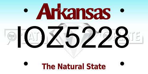 IOZ5228 Arkansas License Plate