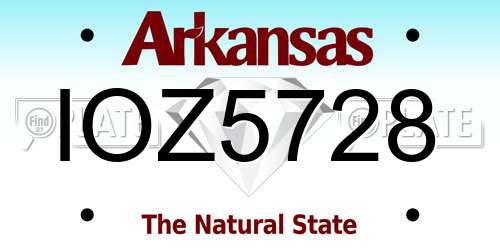 IOZ5728 Arkansas License Plate