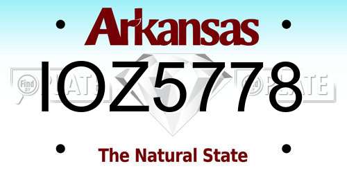 IOZ5778 Arkansas License Plate
