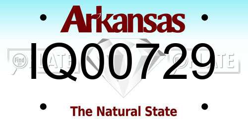 IQ00729 Arkansas License Plate
