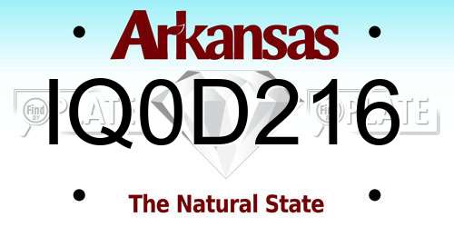 IQ0D216 Arkansas License Plate