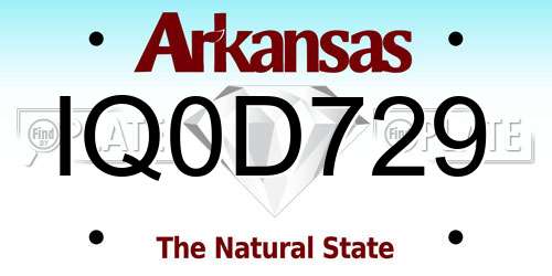 IQ0D729 Arkansas License Plate